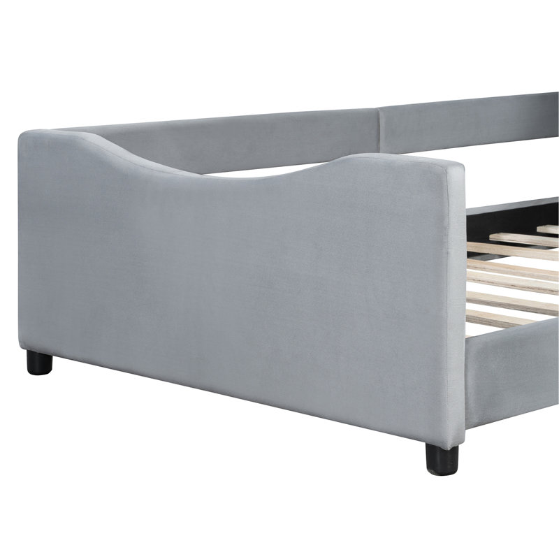 Lit plateforme tapissier Alafia, Gris