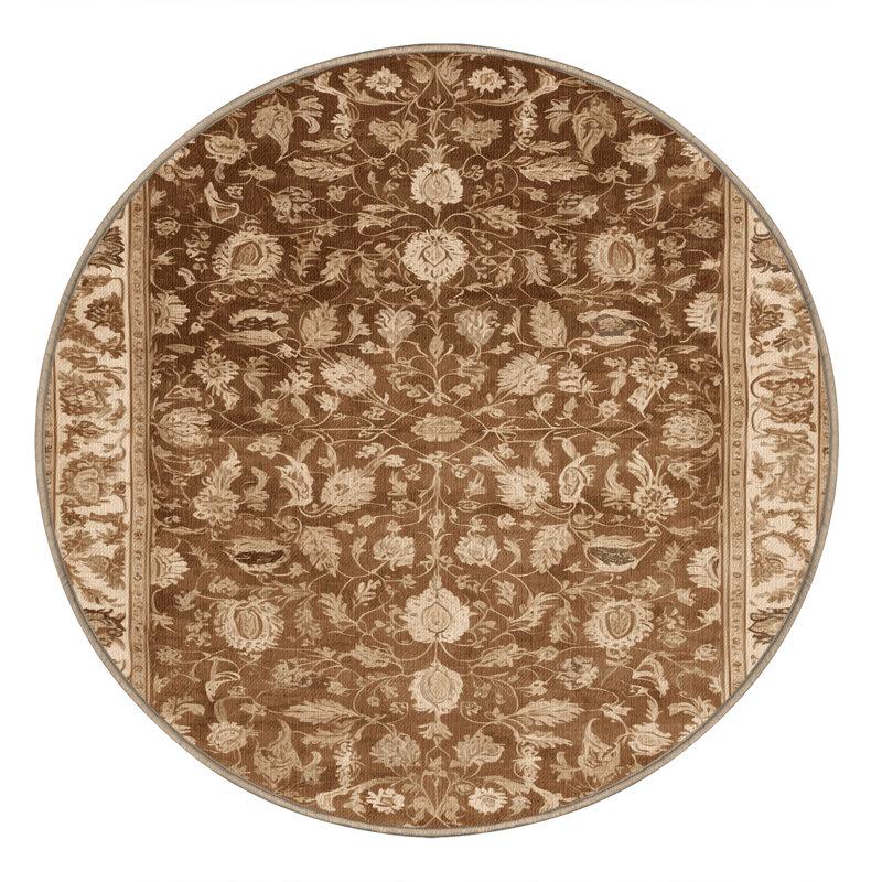 Tapis brun lavable à la machine, Rond 4 pi