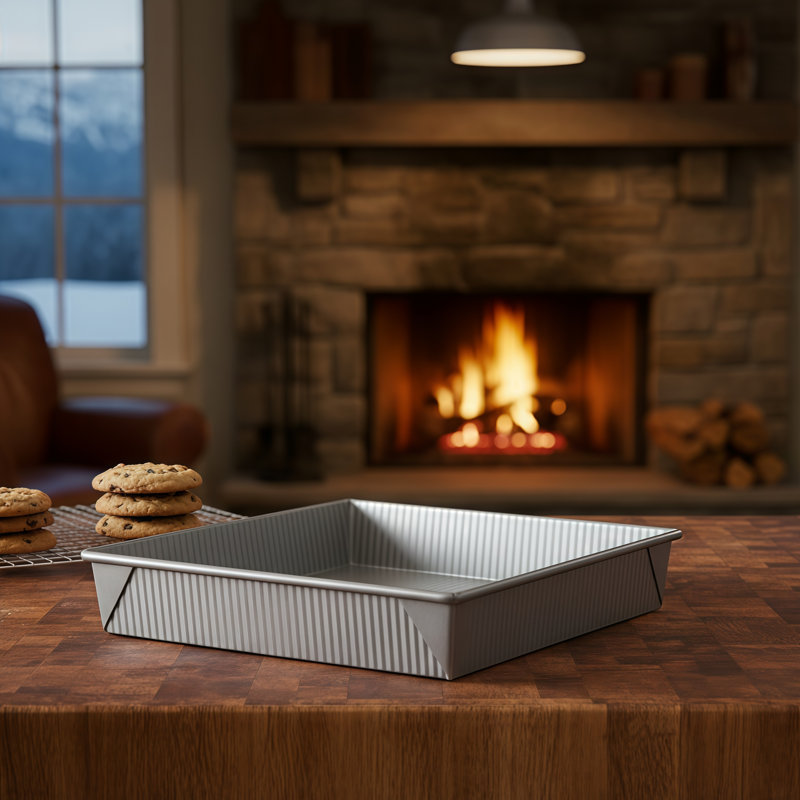 Plat de cuisson rectangulaire pour la cuisson, en acier aluminé, antiadhésif et facile à démouler.