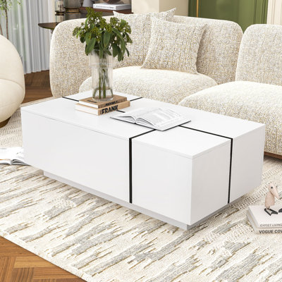 Contemporary Coffee Table with Hidden Compartments, Wide Tabletop and Durable Construction