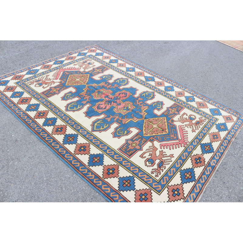 Grand tapis turc beige Oushak parfait pour le bureau ou le salon avec un design tribal surdimensionné