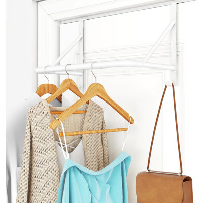 Heavy-Duty Over-the-Door Hanger Rack – 60 lbs Capacity with Extra 2 Hooks for Bedrooms, Bathrooms & Kitchens
