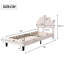 EU & UK Single Scalloped Shell Velvet Bed, Glam Upholstered Platform Bed Frame, Burgundy & Beige Velvet, 90X190/200cm-1594878771-1608467013