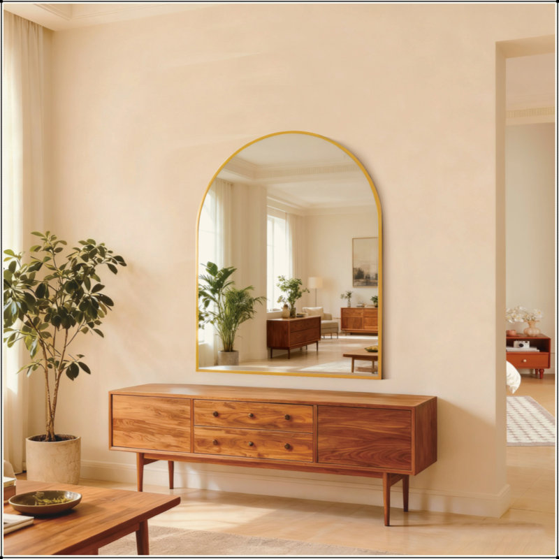 Miroir de salle de bain, Doré