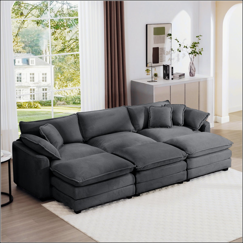 Canapé surdimensionné à coussin modulaire, Gris