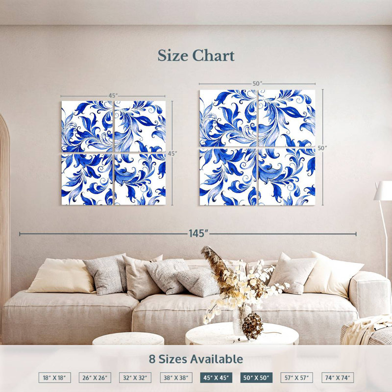 Motif floral abstrait Kerner, H 45 po x l 45 po