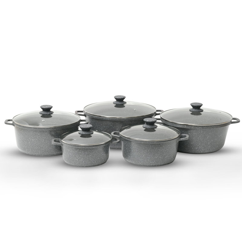 5 - Piece Non-Stick Aluminum Cookware Set, Grey