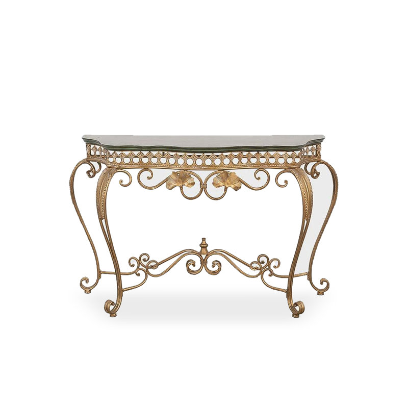 53.15" Gold Free Form Solid Wood;Iron Console Table