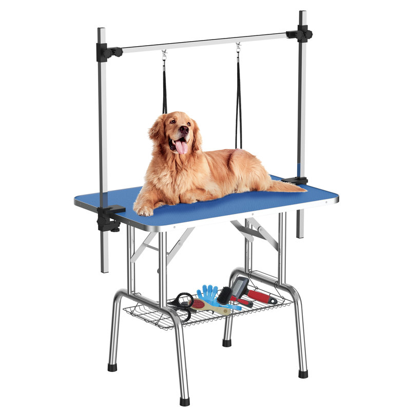 COFVIAL 46 Inch Foldable Dog Grooming Table for Home with Adjustable ... - Coated Extra Strong Power-Foldable Dog Grooming Table