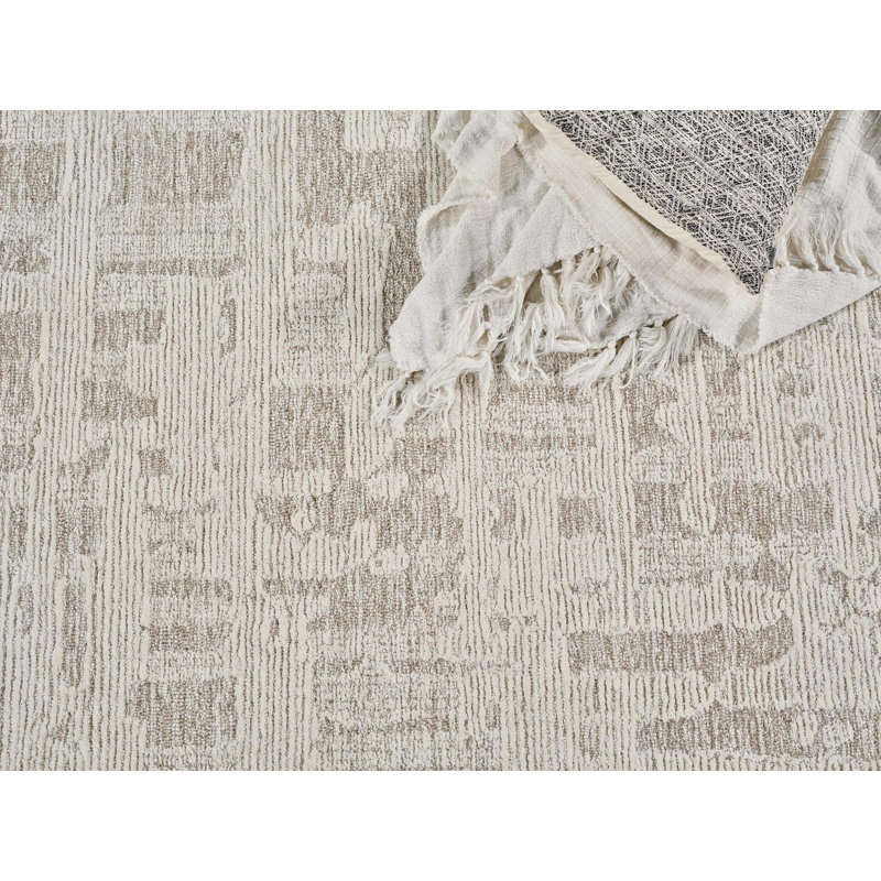 Aspen Hand Tufted Abstract Area Rug, Natural Beige/Ivory, Rectangle 9' x 12'