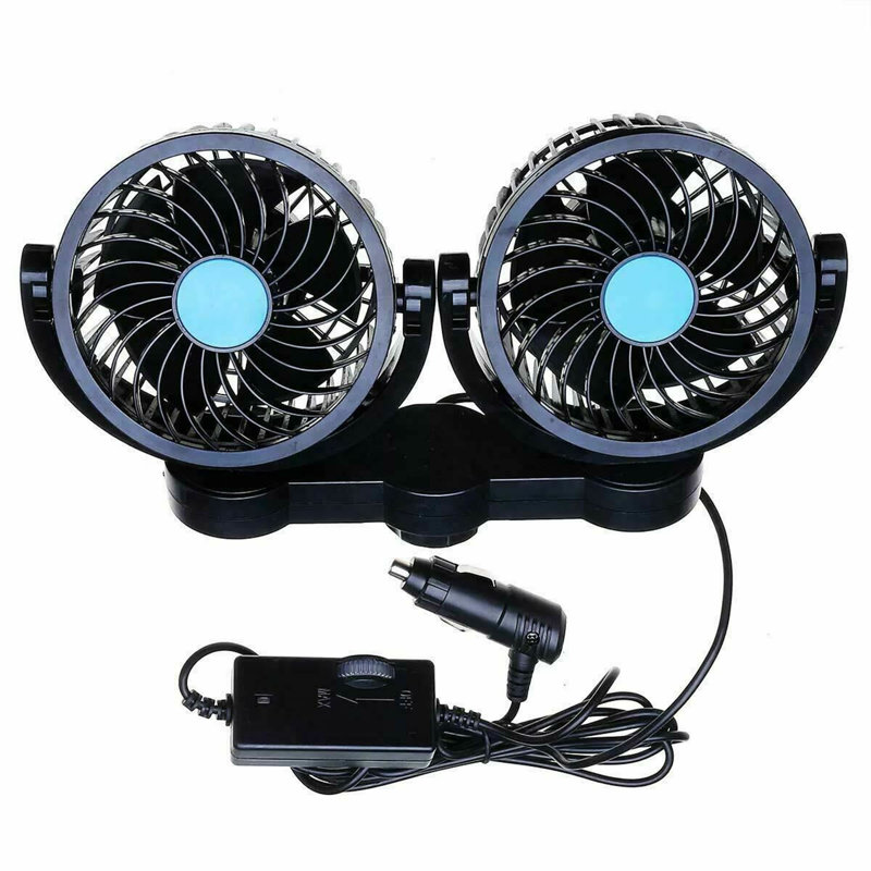 Ventilateur de voiture ventilateur double ventilateur pivotant pivotant USB Type 12V