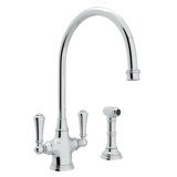 Georgian Era Two Handle Kitchen Faucet with Side Spray