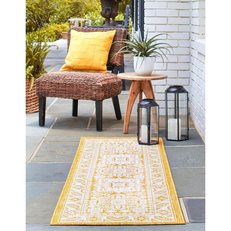 Tapis intérieur / extérieur brun Anaruth, Tapis de couloir 2 pi 7 po x 12 pi