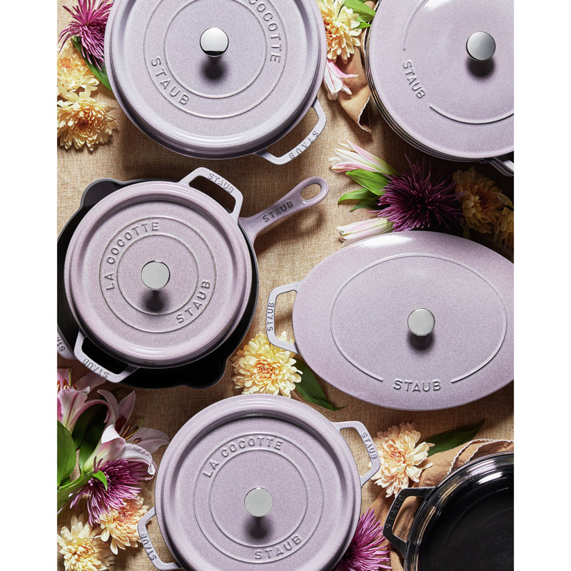 La Cocotte Cast Iron Round Cocotte, Cherry Blossom, 7 quarts
