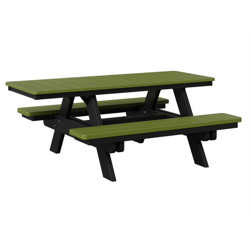 Berlin Gardens Ada Rectangular Picnic Table, Kiwi Green Top/Black Base