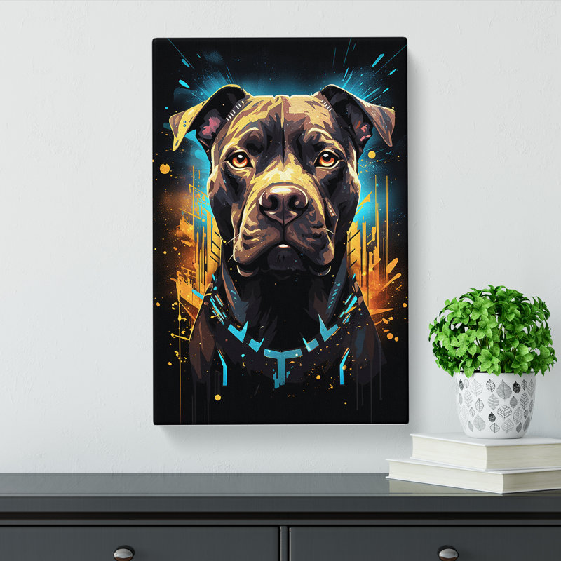 Staffordshire Bull Terrier Futurism - Wrapped Canvas Print, 50cm H x 35cm W x 3cm D