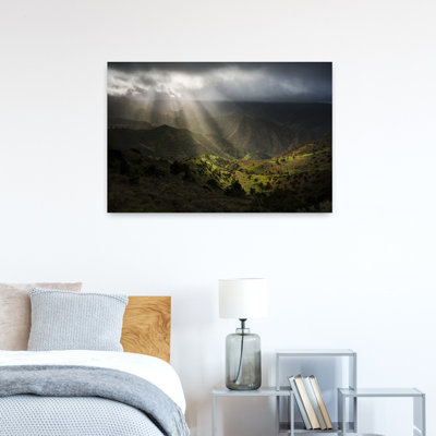 Rayons magiques, paysage contemporain abstrait, art mural de montagne