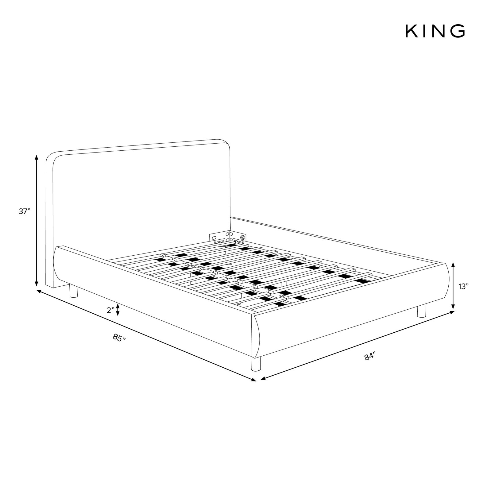Daphne 37" Platform Bed, King, Green