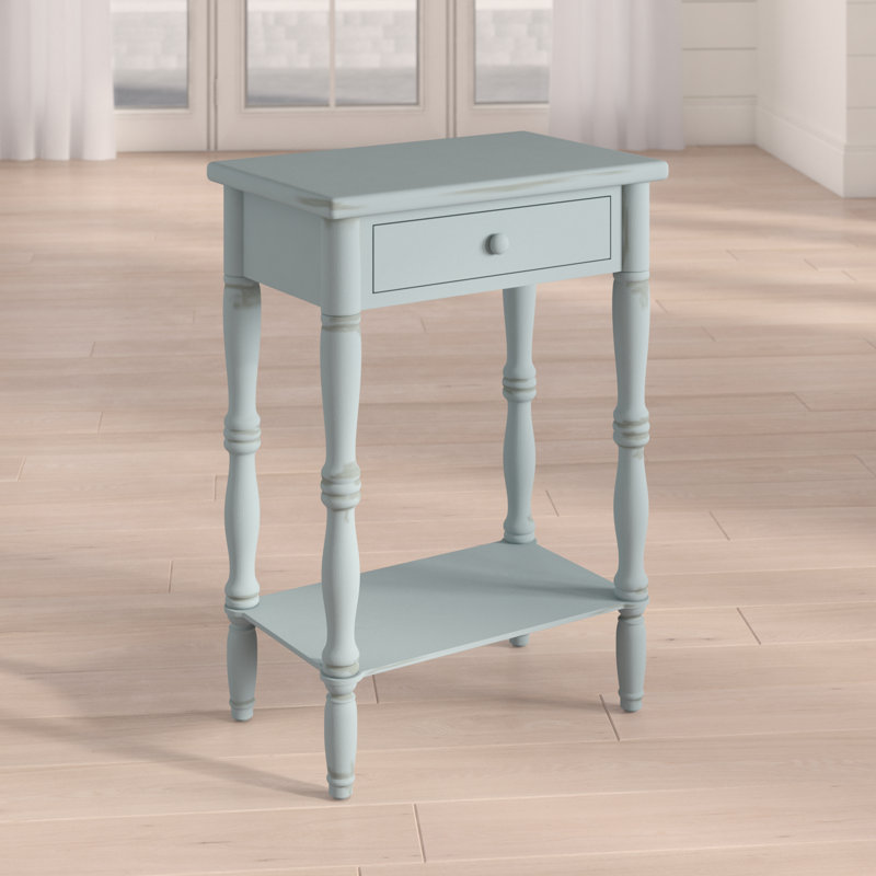 Table de chevet 1 tiroir Derrill, Bleu pastel