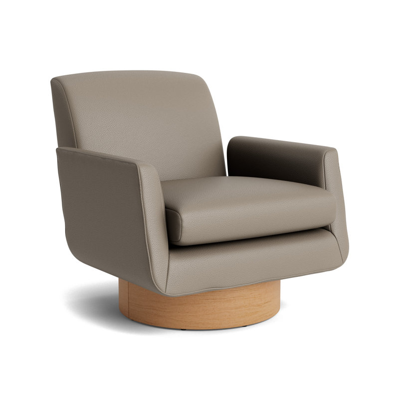 Supernova Full Swivel Leather Chair, Natural, Greenwich Performance Leather - Pewter