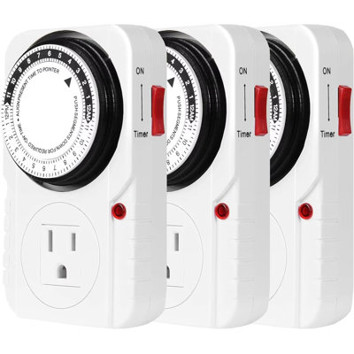iPower 24 Hour Plug-in Timer, Mechanical Timer for Electrical Outlets Indoor, Home, Kitchen, Office, Appliances, 3 Pack