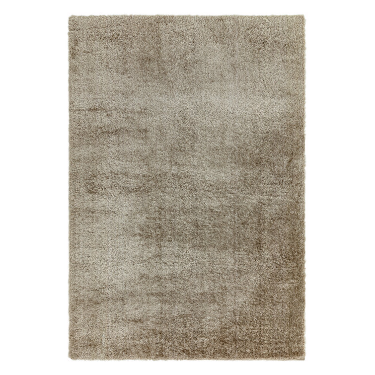 Natonia Shiny Shaggy Mink Brown Area Rug