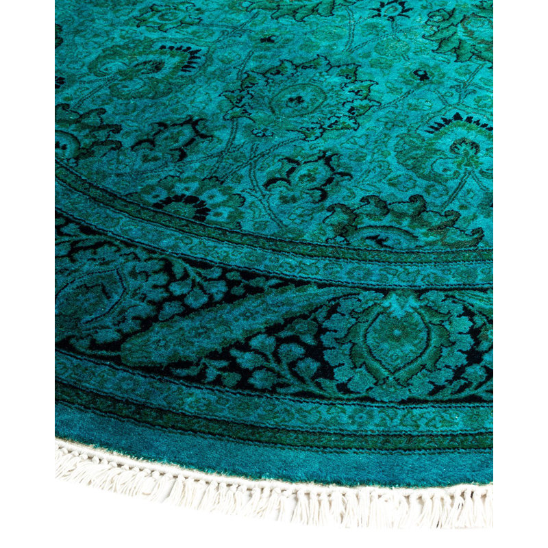 Tapis bleu noué à la main de conception unique Holsworth - bleu