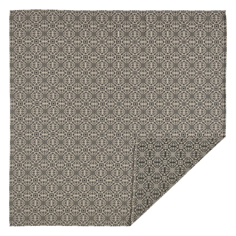 Natural Black Cotton Queen Medallion Coverlet