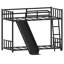 Lit superposé avec échelle et glissade, structure en métal avec garde-corps pour enfants, conception peu encombrante, matelas sur mesure requis