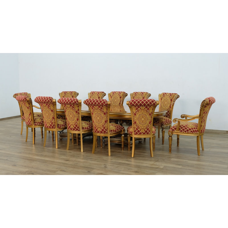 Valentinca 9 - Piece Extendable Solid Wood Dining Set, Red