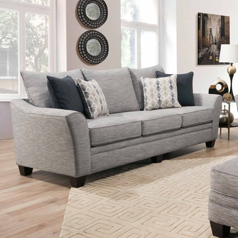 Canapé à accoudoirs évasés avec coussins réversibles 99,5 po Joeseline, Gris