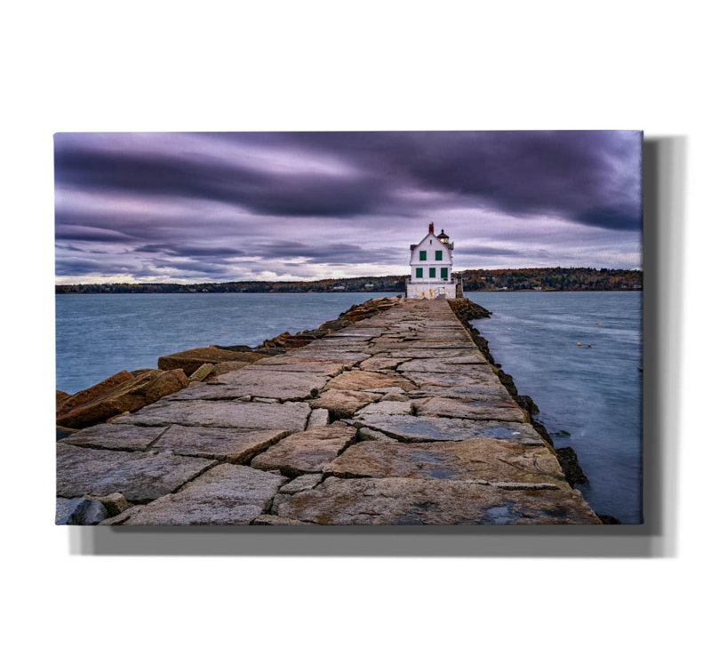 «Rockland Harbor Breakwater Light» par Rick Berk, art mural sur toile, H 12 po x l 18 po x P 0,75 po
