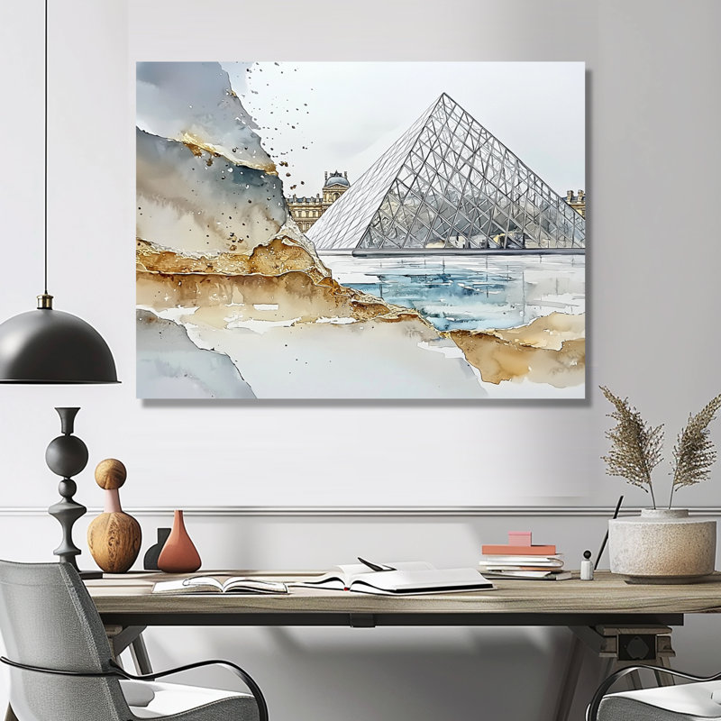 «Abstract Louvre Reflections Landscape I - France», impression murale en métal, H 12 po x l 20 po