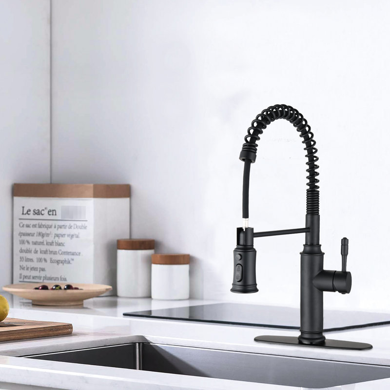 Matte Black Stainless Steel Touch Kitchen Faucet With Pull Down Spray, 360-Degree Rotatable Nozzle For Complete Sink Cleaning Function, Corrosion And Rust- Nature, Convenient Water Temperature Flow