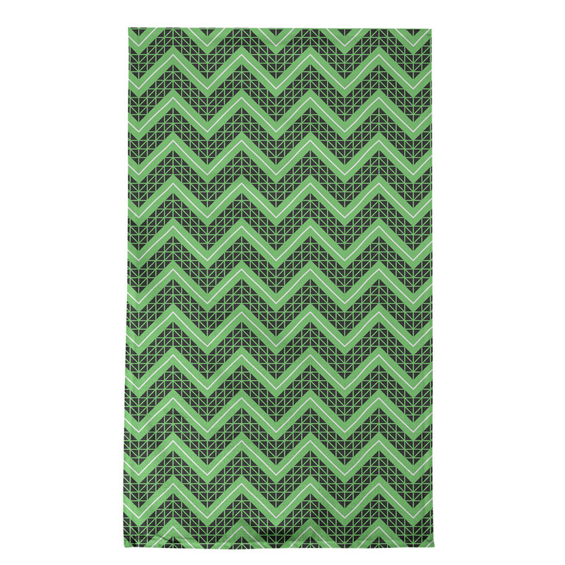 Serviette à thé à chevrons à la main Stephenie, Vert / blanc / noir, Polyester sergé