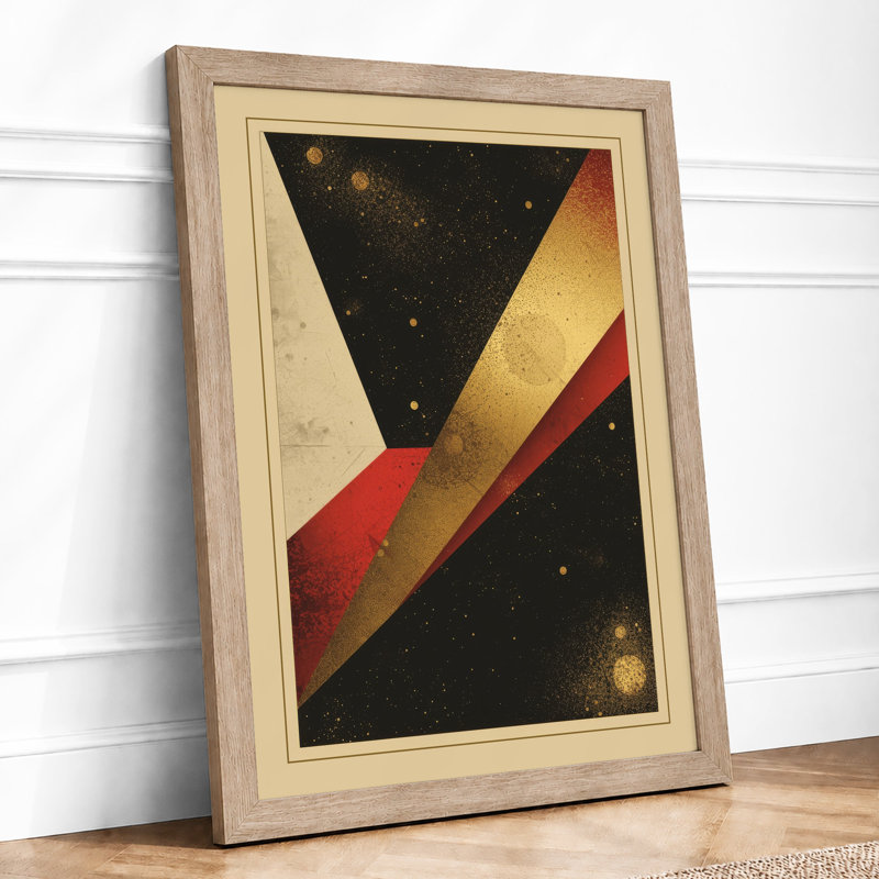 Celestial Geometry Art Deco - Framed Print, A2 - 59.4 x 42.0 cm, Oak