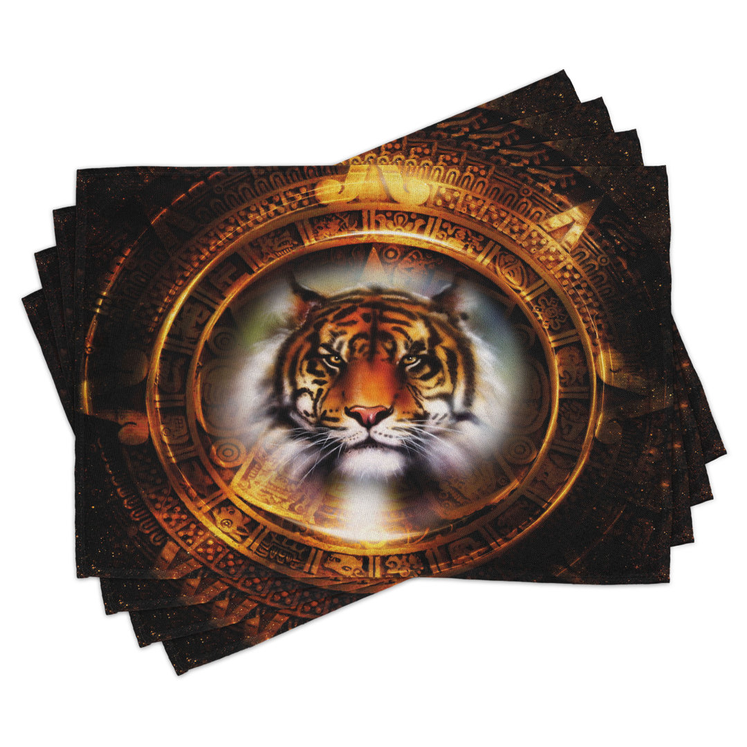 Platzmatten, Maya-Kalender, Tiger, Dark Orange Schwarz