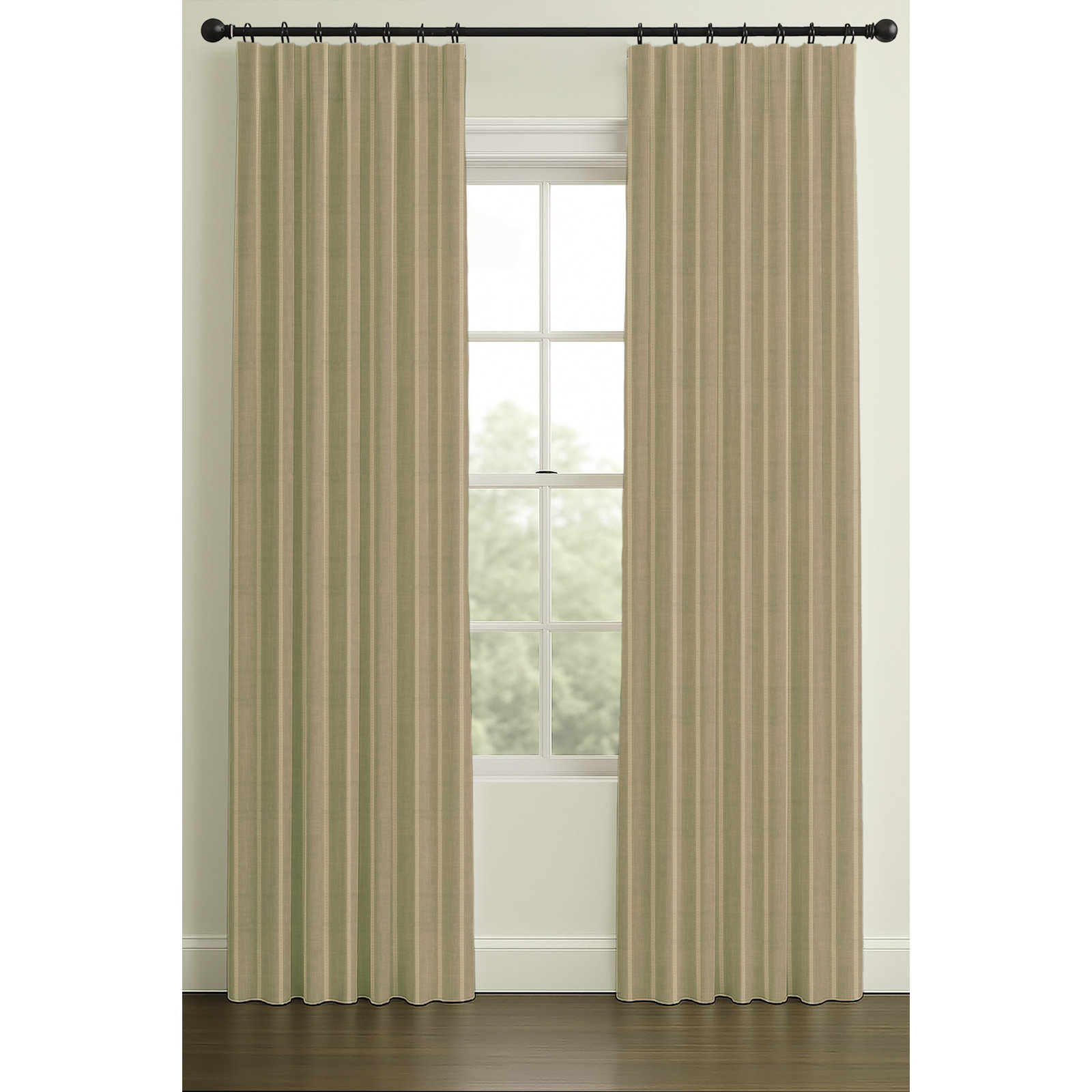 Inverted Pleat Single Lining Modern Jacquard Stripe, 33" W x 84" L, Beige
