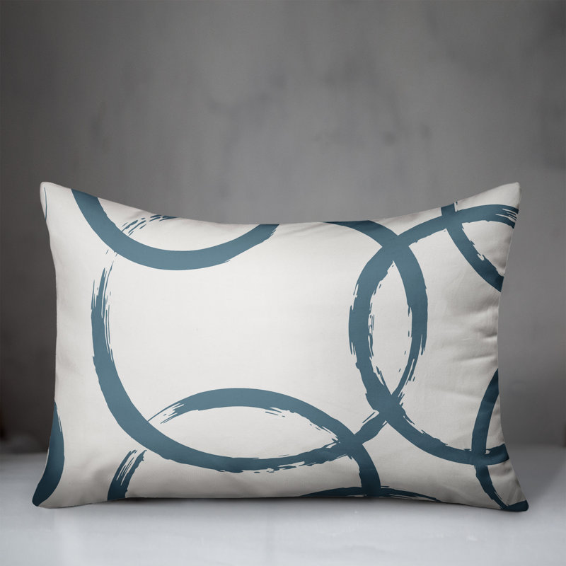 Ducret Geometric Outdoor Reversible Throw Pillow, Blue