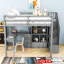 Lit mezzanine double avec bureau, tiroirs et cabine-1352420129