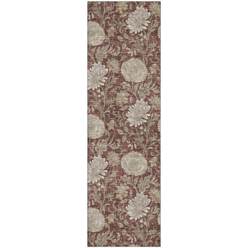 Premium Machine Washable Prisco Merlot Rug, Runner 2'3" x 7'6"