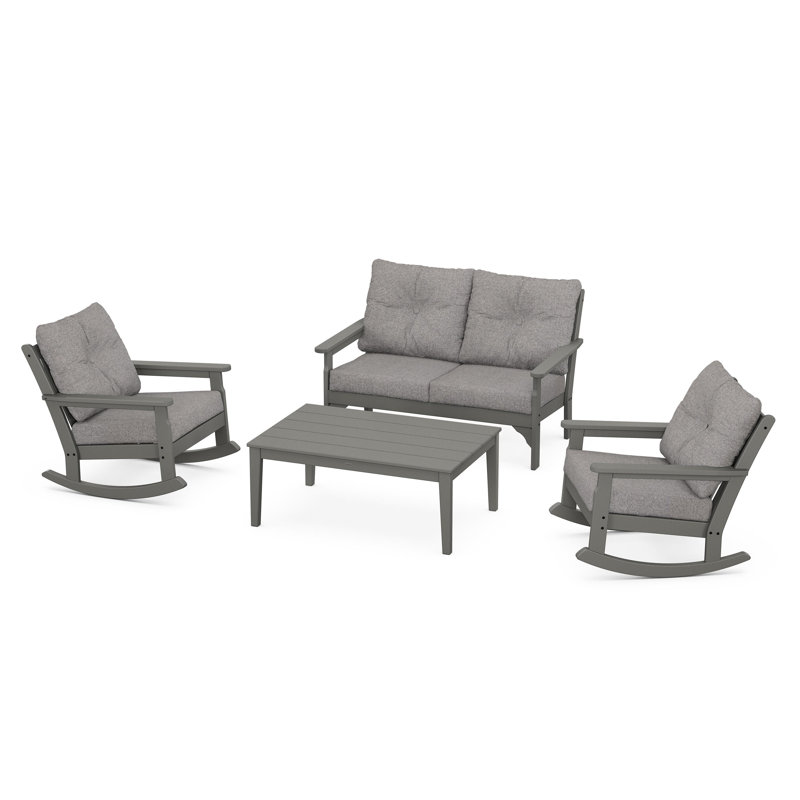 Ensemble de chaises berçantes 4 pièces Vineyard, Gris, Gris ardoise