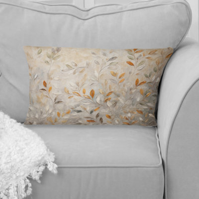 Beige Botanical Impressions I - Abstract Botanicals Printed Throw Pillow