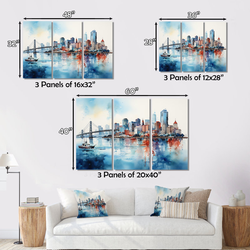 «Golden Gate», ensemble d'art mural sur toile San Francisco, H 28 po x l 36 po x P 1 po