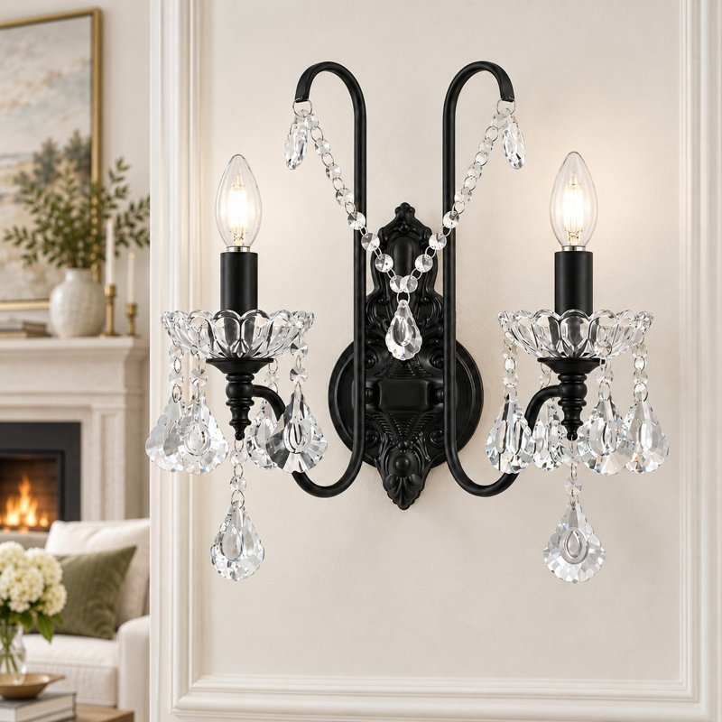 Applique murale en cristal 2 lumières, Black