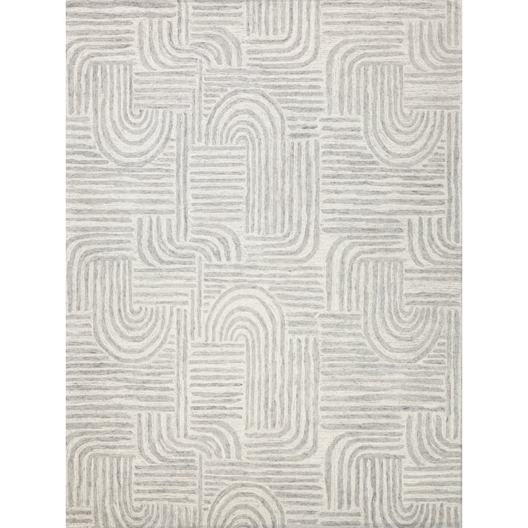 Exquisite Rugs Juno Handmade Hand-Tufted New Zealand Wool On Canvas Gray/Ivory Area Rug