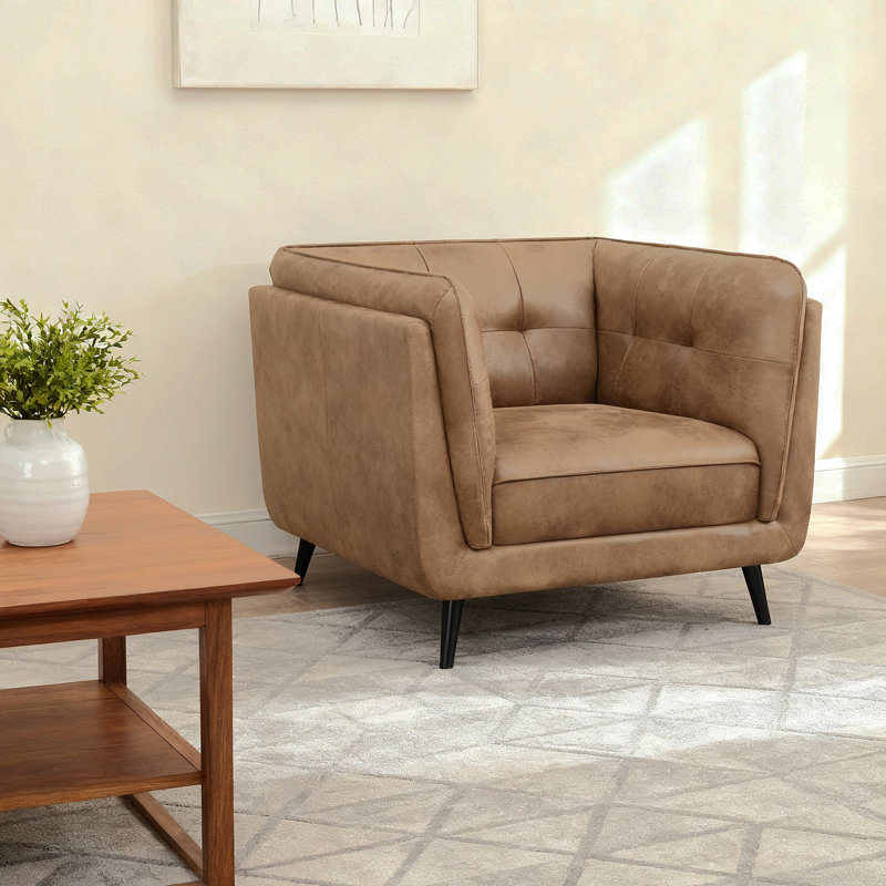 Chaise moderne avec accoudoirs brun avec coussin