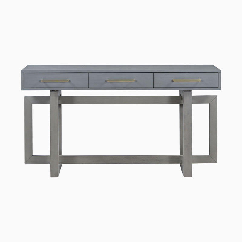 Elegant Console Table with Three Drawers, Grey
