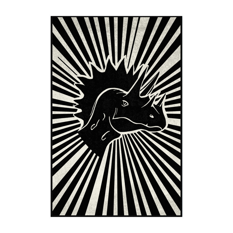 Tapis vert / noir éclatant Styracosaurus Pavanvir, 7 x 10