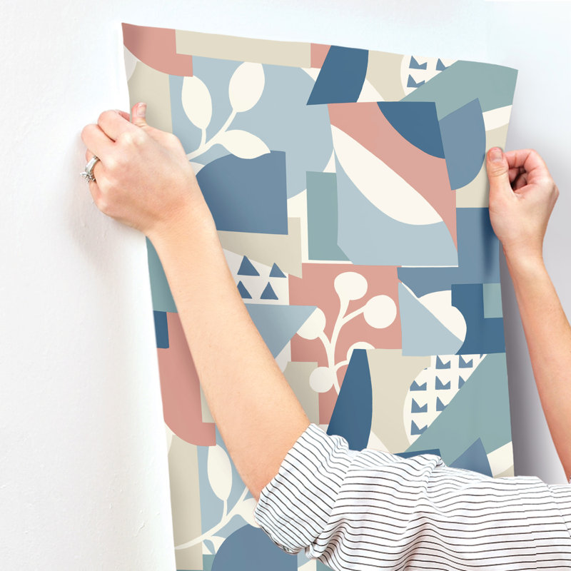 Geometric Wallpaper Roll, Blue